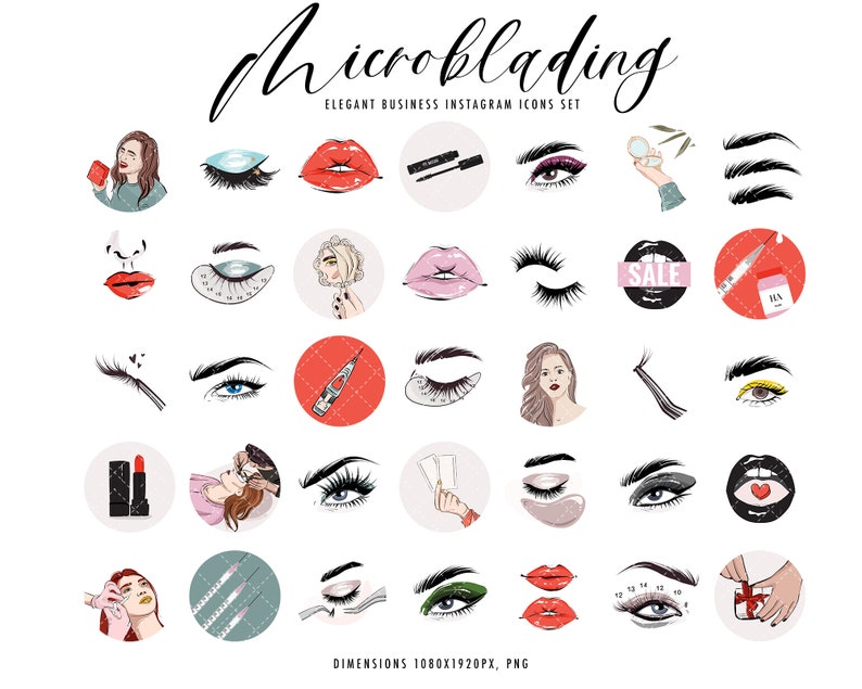 Beauty clipart doll eyelashes , microblading illustration icons, beauty injection clipart