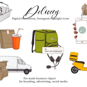 Delivery clipart Mail truck Digital files express delivery scooter ,postal package ,food delivery icon package shipping