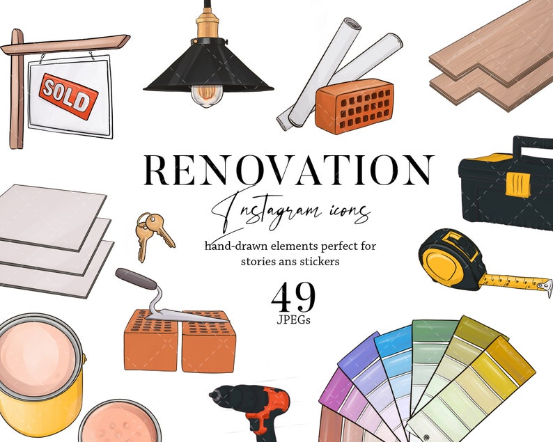 Real estate clipart renovation illustration