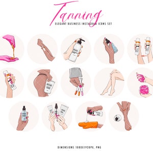 Tanning clipart, self-tan body care logo, tanning png, brown skincare products bronze skin oil lotion spray icon business illustration image 2