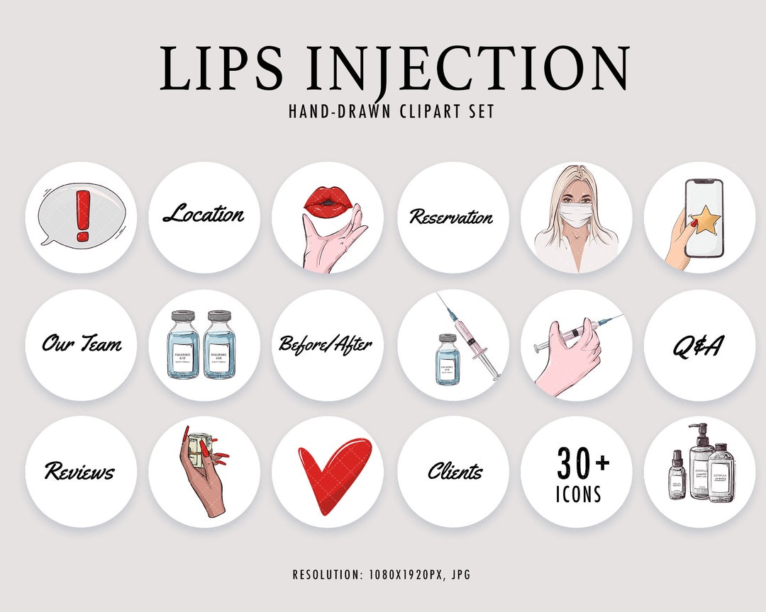 Beauty Icon Clipart Lip Injection Artist Instagram Story Chin Etsy