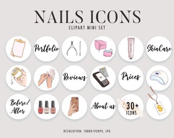 Nails clipart set Manicure clipart beauty icons beauty salon Planner nail polish Graphics Planner sticker clipart, nail salon Planner icons