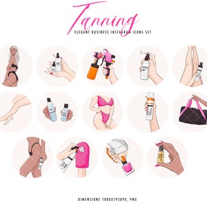 Tanning clipart, self-tan body care logo, tanning png, brown skincare products bronze skin oil lotion spray icon business illustration image 3