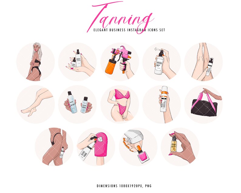 Tanning clipart, self-tan body care logo, tanning png, brown skincare products bronze skin oil lotion spray icon business illustration image 3