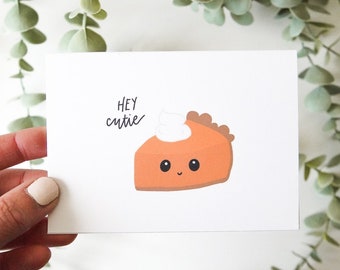 Hey Cutie Pie Card | Punny Pumpkin Pie Card, Cute Pun Card, Funny Anniversary Card, Thinking of You, For Valentine's, Just Because Card
