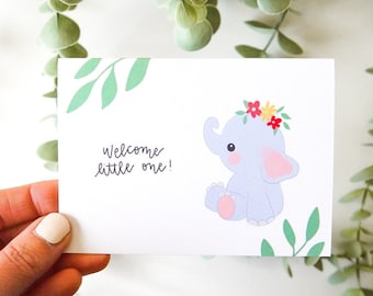 Baby Shower Card | Cute Elephant Card | Welcome Little One Card, Baby Shower Card, Cute Elephant, New Baby Card, For Baby Shower