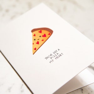 you've got a pizza my heart Pizza Heart Card, Punny Pizza Card, Valentine's Day Card, Cute Pizza, Love, Anniversary, Punny, Pizza Card image 2