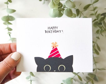 Cute Black Cat Birthday Card | Cat Birthday Card, Happy Birthday Greeting Card, Cat Lovers, Black Cat Birthday, Black Cat, For Cat Lovers