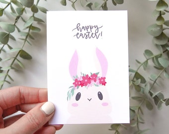 Happy Easter Card | Cute Easter Bunny Card, Cute Easter Card, Easter Greeting Card, Easter Rabbit, Easter Bunny, Happy Easter Card for Kids
