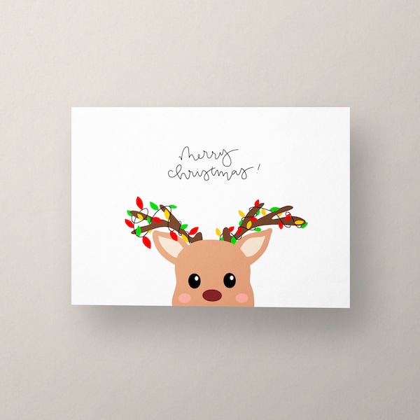 Cute Christmas Card Set | Holiday Cards, Cute Card Pack, Punny Christmas Cards, Hoppy Holidays, Cute Santa Card, Reindeer Christmas Card