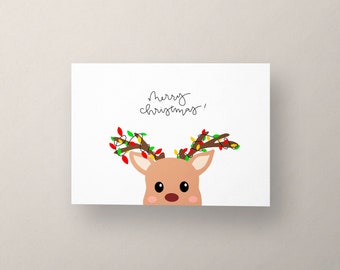 Cute Christmas Card Set | Holiday Cards, Cute Card Pack, Punny Christmas Cards, Hoppy Holidays, Cute Santa Card, Reindeer Christmas Card