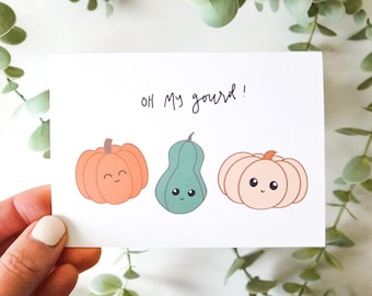 Oh My Gourd Card | Cute Fall Card, Punny Cards, Cute Pun Card, Cute Gourds Card, Cute Pumpkin Card, Cards for Thanksgiving, Happy Fall Card