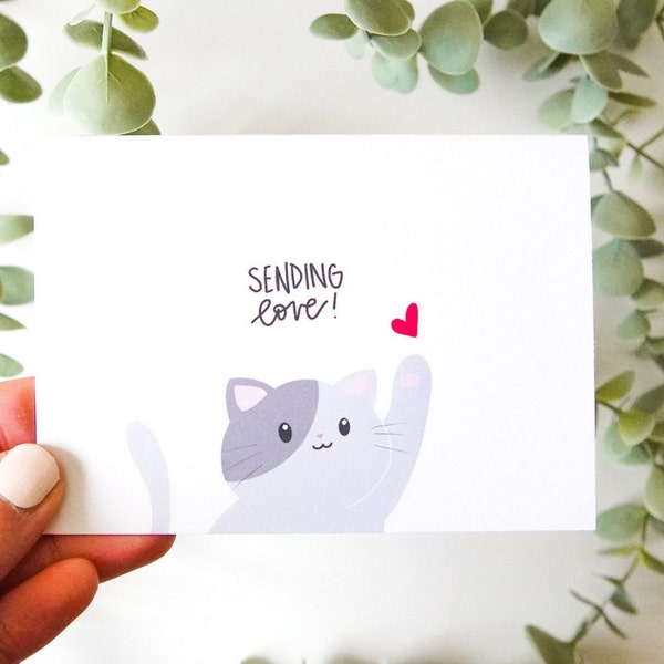 Sending Love Cat Cards | Cute Cat Card Set, Cat Greeting Cards, Cat Lover Card, Anniversary, Valentine, Pandemic Card, Sending Love Cards