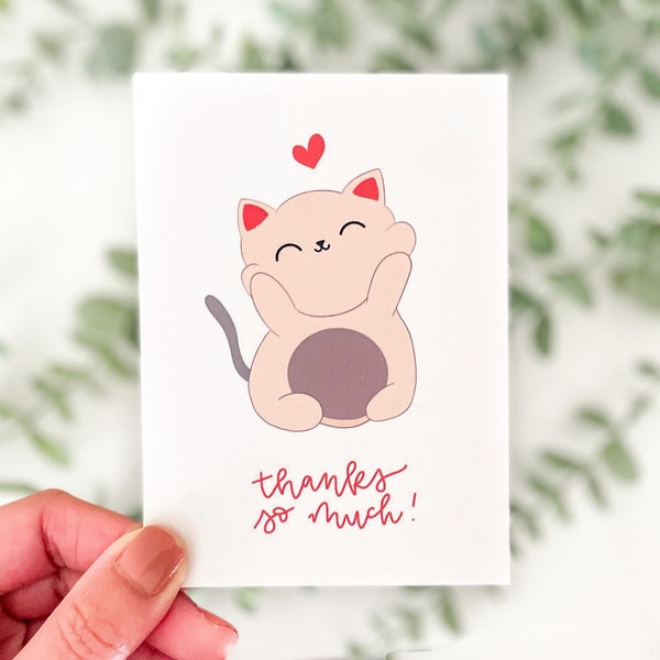 Cute Cat Thank You Card | Thank You Card, Cute Thank You Card, Cat Card, Thanks so much card, Card for Small Business, Cat Thank You Card