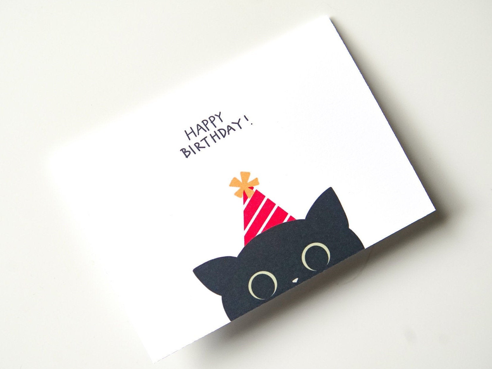 Cute Black Cat Birthday Card Cat Birthday Card Happy | Etsy