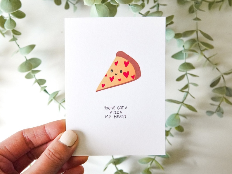 you've got a pizza my heart Pizza Heart Card, Punny Pizza Card, Valentine's Day Card, Cute Pizza, Love, Anniversary, Punny, Pizza Card image 1