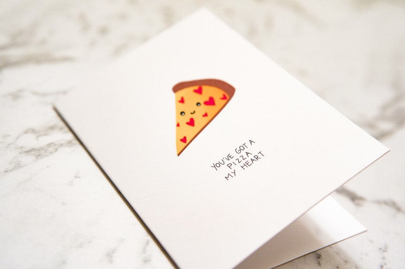 you've got a pizza my heart Pizza Heart Card, Punny Pizza Card, Valentine's Day Card, Cute Pizza, Love, Anniversary, Punny, Pizza Card image 2