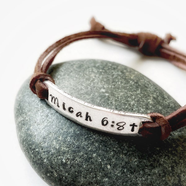 Micah 6:8, Bible Verse Bracelet, Christian jewelry , scripture bracelet, faux leather wrap bracelet for woman or man, inspiration bracelet