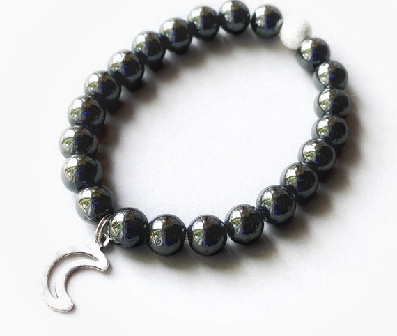 Crescent Moon Bracelet Hematite / Black