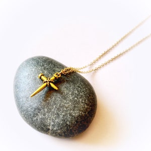 Gold Nail Cross Necklace, Small Gold Cross Necklace, Christian Jewelry for Women & Men, gold nail cross pendant