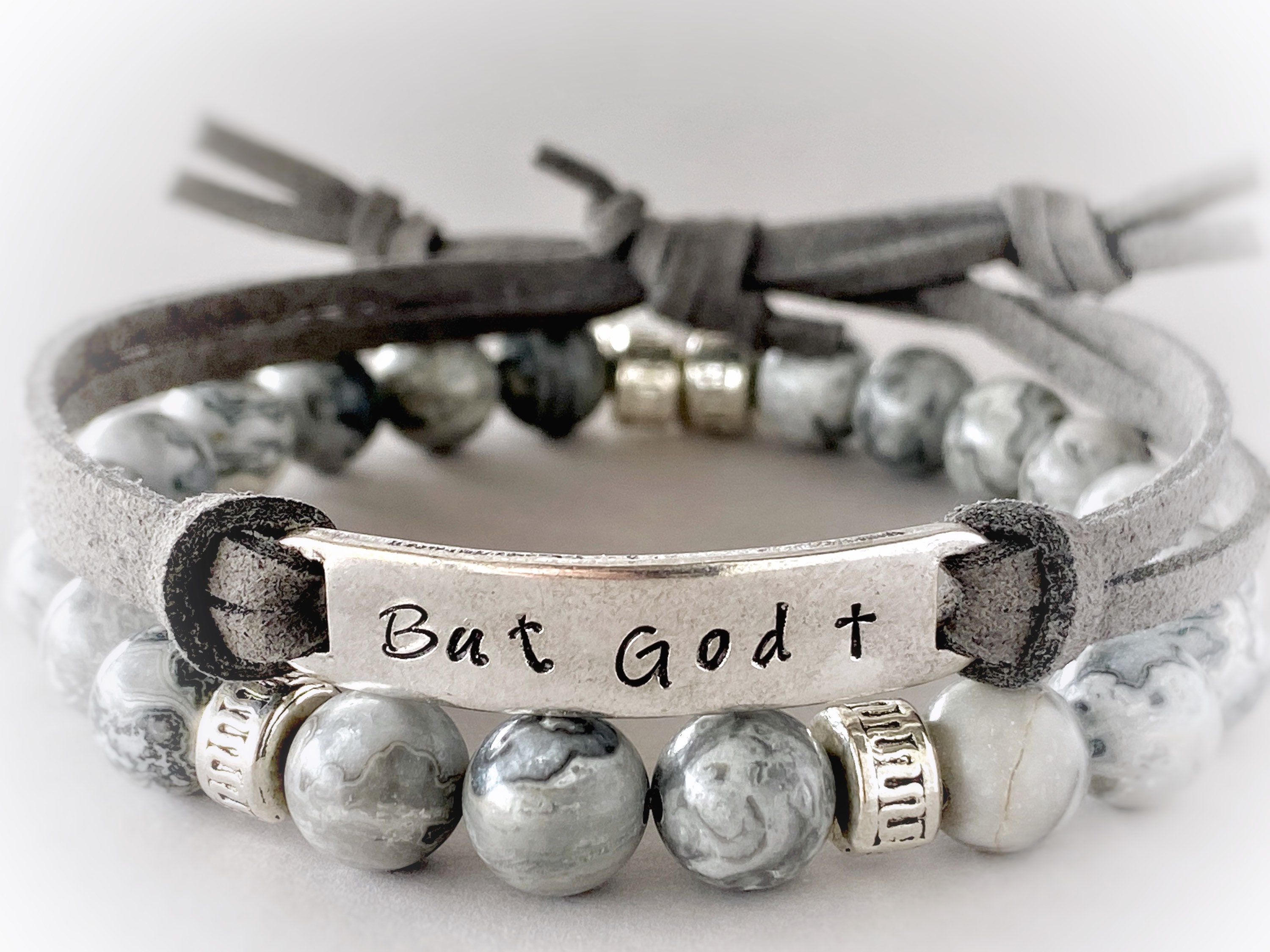 But God Adjustable Faux Leather Bracelet Hand Stamped Etsy