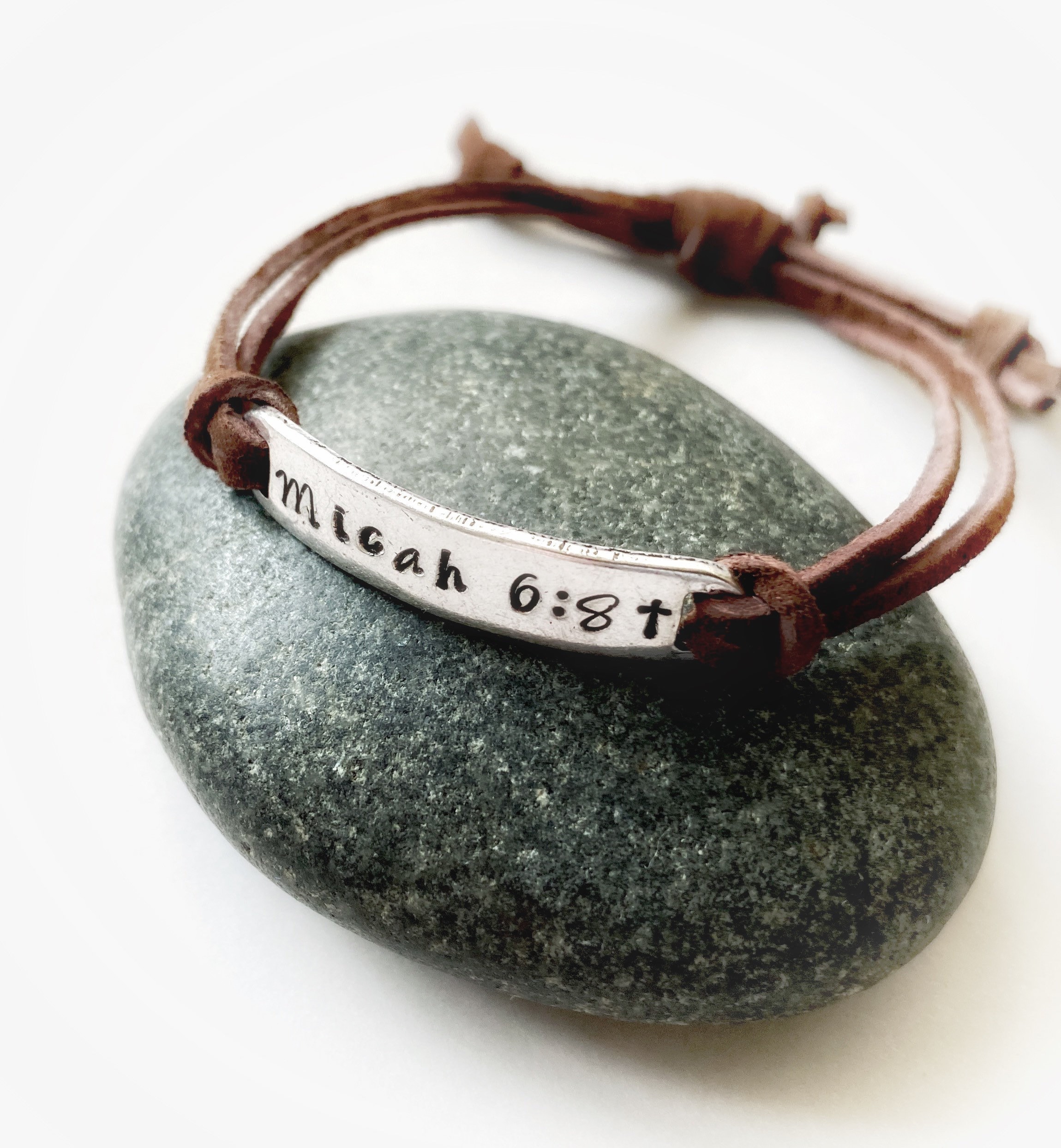 Micah 6:8 Faux Leather Scripture Bracelet, Christian Jewelry