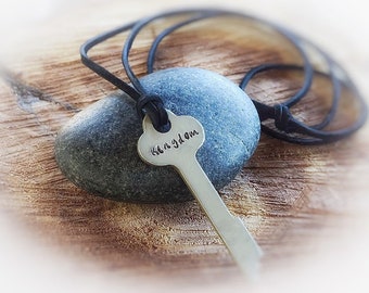 Kingdom necklace, Men’s or Women’s Key Necklace, Vintage Key Necklace, Hand Stamped Key Necklace, Christian Jewelry, Awesome Dude gift