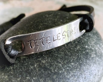 Tetelestai, Christian Bracelet for Him or Her, Hand Stamped Bracelet, It is Finished, Adjustable Leather Band, Word of the Year 2024
