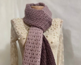 Long scarf lilac. Openwork knitted scarf lilac wedding, mohair women's accessory, a gift to a friend,cape on the shoulders