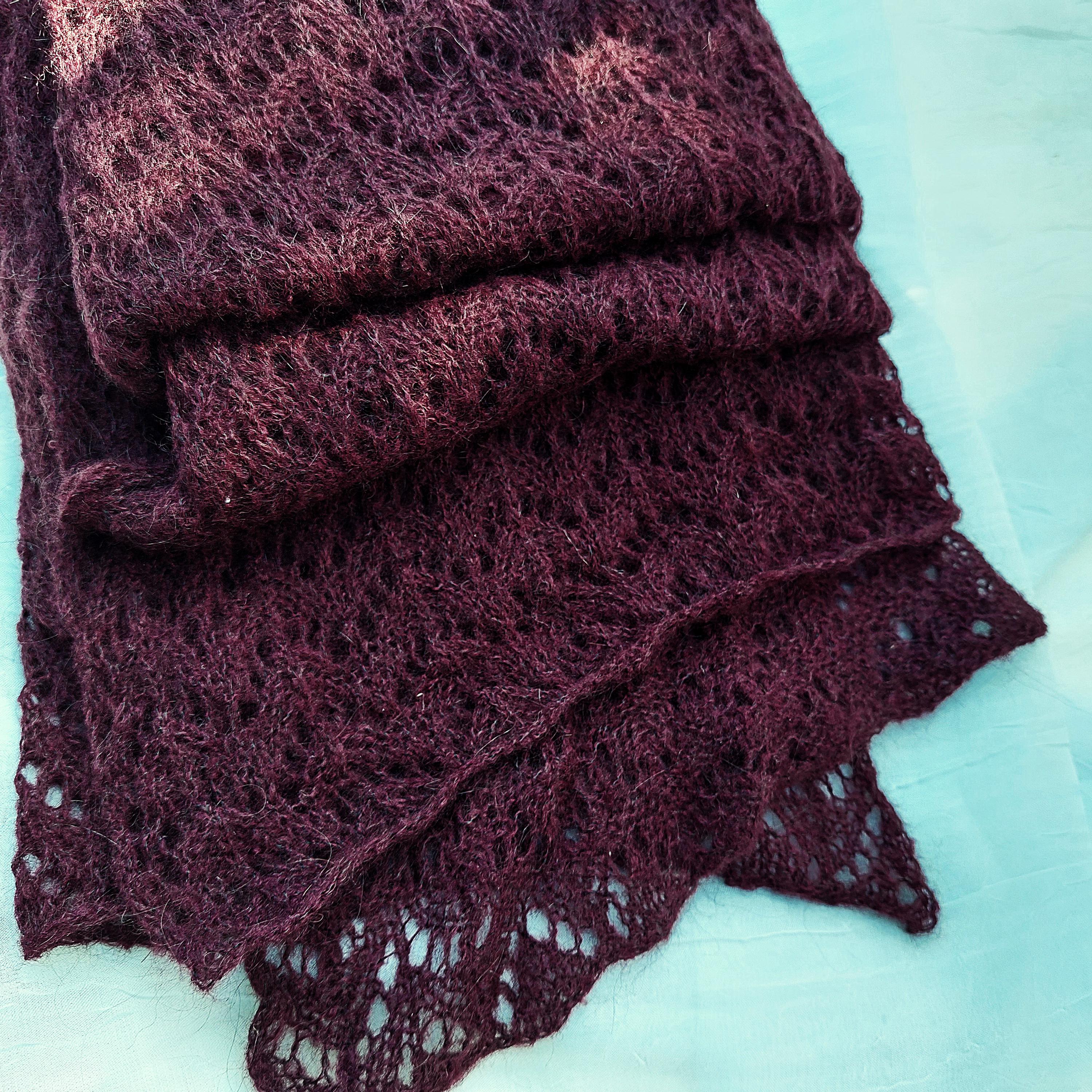 Women\'s Handknitted Skarf New, French Mohair Yarn , Burgundy Mohair burgundy skinny scarf Knitted scarf HANDMADE... | Depop main image 4