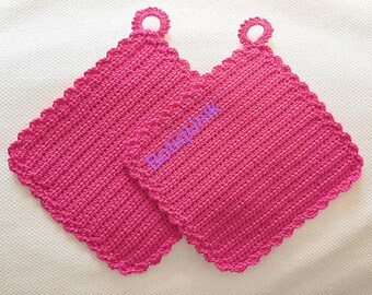 Kitchen potholders, rectangular kitchen potholders, handmade crochet kitchen potholders, cotton potholders, square potholders