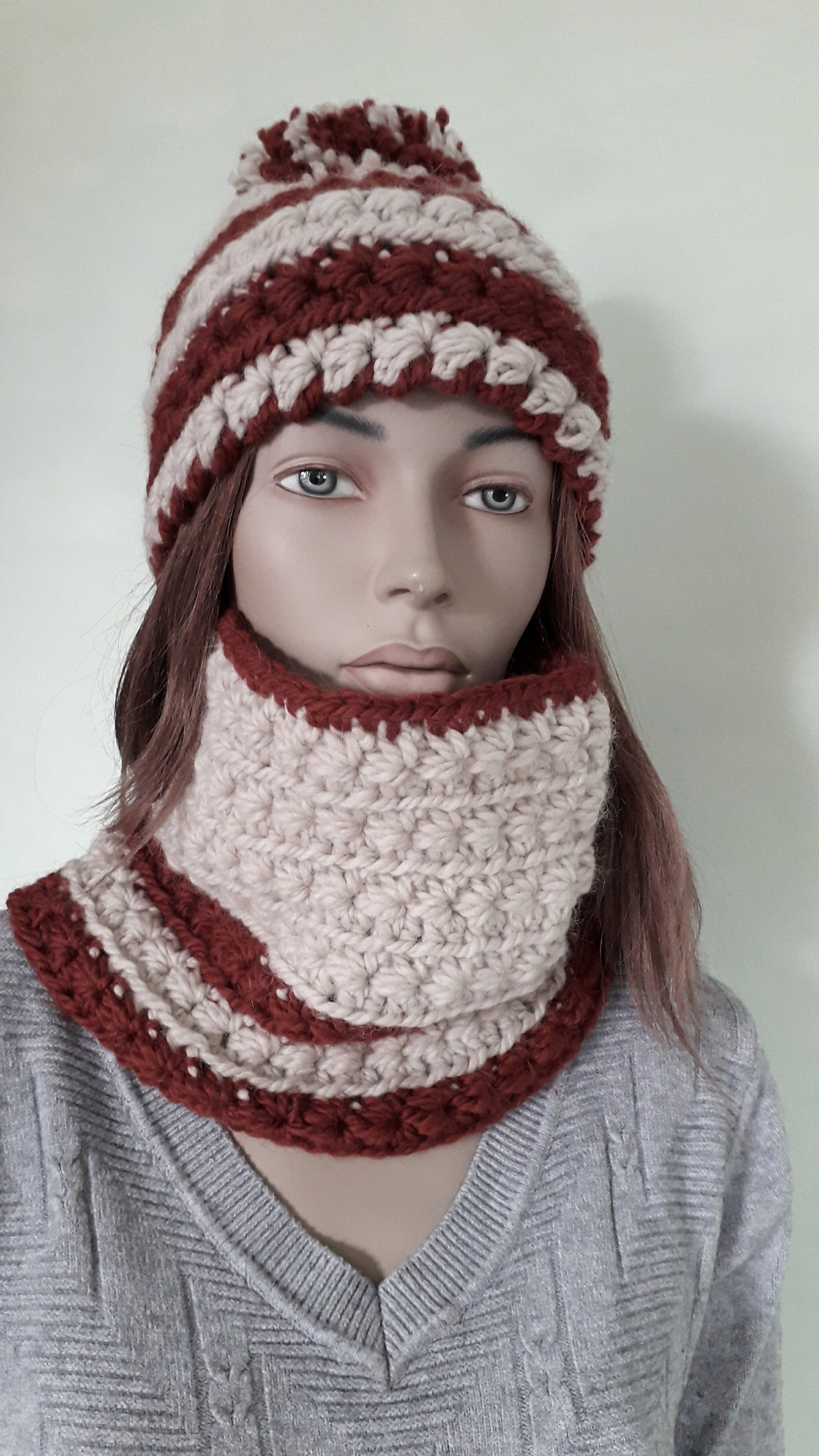 Alpaca Wool, Winter Hat and Neck Warmer Set, Handmade Bulky Alpaca ...