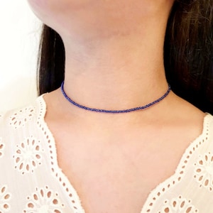 Collar de gargantilla de cuentas azules Gargantilla de collar delicado Gargantilla Boho gargantilla Collar de joyas de playa Collar de boho Regalo para ella