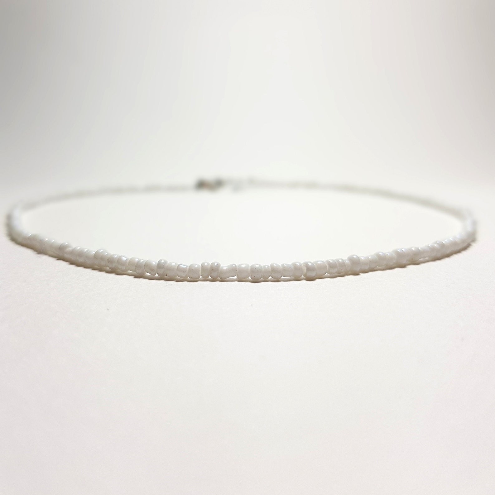 Gold Toned & White Choker Necklace