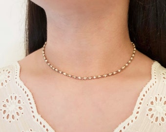 Collier choker gris Collier de perles rose collier choker Bronze collier Dainty choker Beach choker Boho collier Choker Pink gris collier