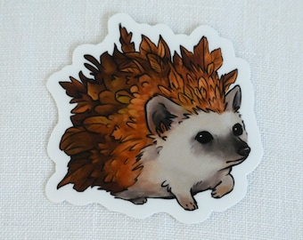 Autumn Hedgehog Stickers  • Cute Hedgehog Art • Fall Leaves Animal Stickers • Waterproof Vinyl Stickers