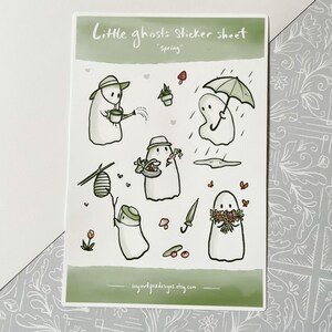 Spring Ghosts Sticker Sheet | Seasonal Ghosts Sticker Sheets | Cute Ghost Sticker Sheet | Aesthetic Spring Sticker Sheet | Cozy Spring Vibes