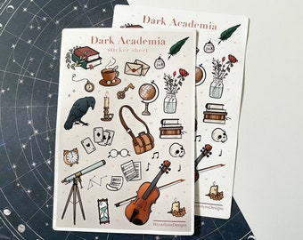 Dark Academia Sticker Sheet | Aesthetic Bullet Journal Stickers | Scrapbooking Stickers | Vintage Sticker Sheet | Aesthetic Planner Stickers