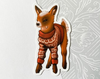 Nordic Goat Sticker • Waterproof Vinyl Stickers • Cute Winter Animal Stickers • Baby Goat Kid Sticker • Baby Animal Sticker • Dwarf Goat Kid