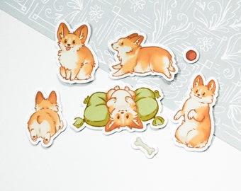 Paquete de pegatinas Corgi / Pegatinas lindas del planificador de perros / Pegatinas de diario / Lindos Corgis Kawaii / Pegatinas Bujo / Chibi Corgis
