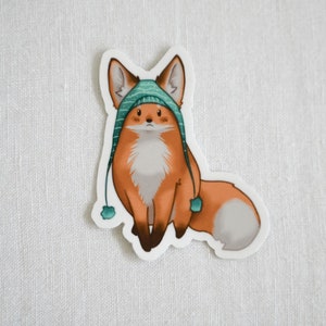 Red Fox Stickers • Cute Red Fox With Winter Hat • Kawaii Fox Sticker ...