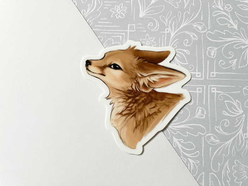 A fennec fox waterproof vinyl sticker.