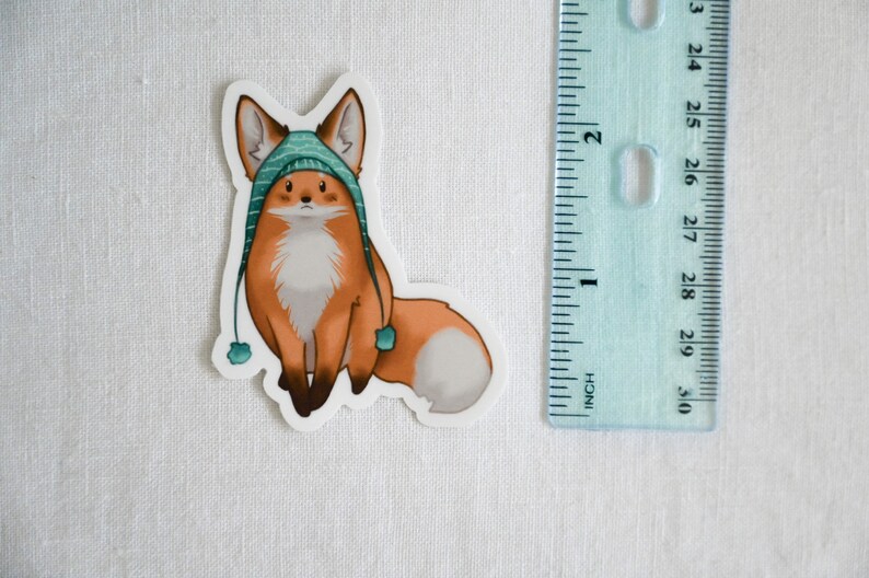 Red Fox Stickers • Cute Red Fox With Winter Hat • Kawaii Fox Sticker ...