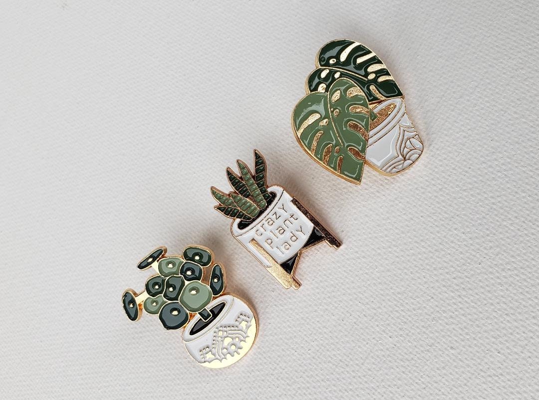 Enamel Plant Pins. Single or Bundle.