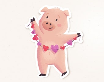 I Love You This Much Pig Sticker, Valentine's Day Sticker