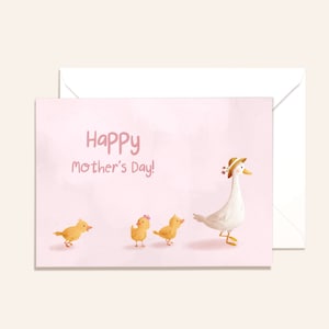 Happy Mother's Day Greeting Card, little ducks, cozy stationery, greeting card with envelope, 5x7 card