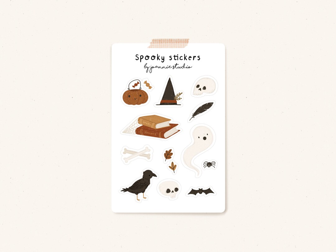 Spooky Sticker Sheet | Halloween Stickers, Cute Stickers, Planner ...