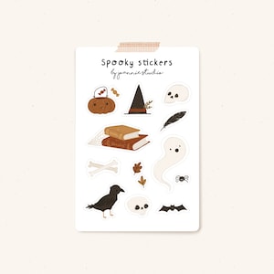 Spooky Sticker Sheet | Halloween Stickers, Cute Stickers, Planner Stickers, Bullet Journal Stickers