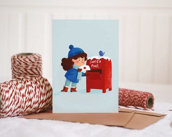 Santa Mail Christmas Card Set: Hand-Drawn Holiday Cards