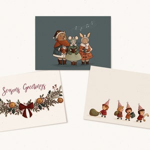 Kerstkaartenpakket | Set van 3, 6 of 12 kerstkaarten, blanco binnenkant, met kraftenveloppen